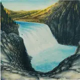 Dan Attoe, Waterfall with Boat, 2014, oil on canvas over MDF
