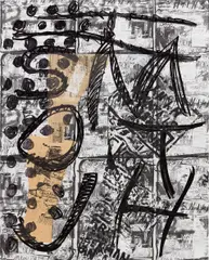Untitled (5) by Josh Smith, 2006, mixed media on plywood, sold Feb 2017