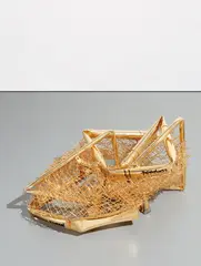 Aaron Young, Tumbleweed (Crushed Fence), 2009, 24 Karat gold plated steel fence