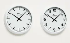 Darren Almond, Two Clocks, 2000, battery-powered ceramic clocks with glass, in 2 parts
