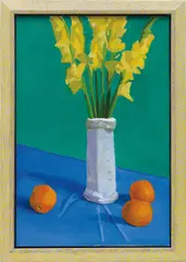 Three Oranges with a Vase by David Hockney, 1995, oil on canvas, in artist's frame, sold May 2017