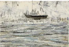 Merkaba by Anselm Kiefer, 2002, oil, emulsion, acrylic, charcoal, plaster, wire and lead objects on canvas, sold May 2017