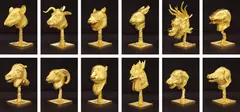 Ai Weiwei, Circle of Animals/Zodiac Heads, 2010, gilded bronze on artist's huanghuali veneered wood bases