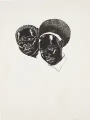 Drawing (Two Heads) (Study for Vignette) by Kerry James Marshall, 2005, ink on board, sold May 2017