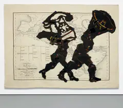 William Kentridge, Porter Series: Géographie des Hebreux ou Tableau de la dispersion des Enfants de Noë, 2005, mohair, silk and embroidered tapestry