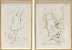 Francis Alÿs, Lovers, 2001, graphite and masking tape on vellum, diptych