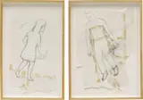 Francis Alÿs, Lovers, 2001, graphite and masking tape on vellum, diptych