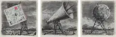 Circle, cone, cube by William Kentridge, 2010, charcoal and pastel on newspaper, triptych, sold May 2017