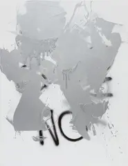 Stefan Brüggemann, Puddle Painting (6) (Silver Dots), 2016, oil and spray paint on canvas