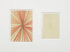 Mark Grotjahn, Untitled (CR.CY and Cream Butterfly Blonde Butterfly Drawing in Two Parts), 2009, colored pencil on paper, in 2 parts