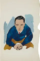 Seated Male by Andy Warhol, 1957, ink and watercolor on Strathmore paper, sold May 2017