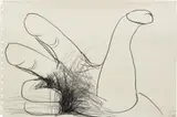Lee Lozano, Untitled (Penis Thumb, Splayed Hand, Hairy Palm), 1962, graphite on paper
