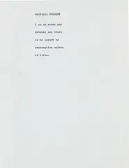 POETICAL ECONOMY by Carl Andre, 1959, typewriter carbon on paper, sold May 2017