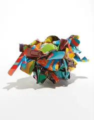 John Chamberlain, SOFTENEDBYSNOW, 2007, painted and chrome-plated steel