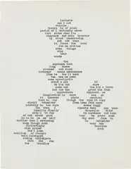 Carl Andre, Intimate, 1961, typewriter carbon on paper