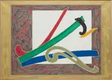 Frank Stella, Wake Island Rail, 1977, acrylic, oilstick, glitter and silkscreen graph paper on linen
