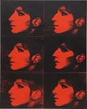 Deborah Kass, Six Red Barbras (Jewish Jackie Series), 1992, synthetic polymer and silkscreen ink on canvas