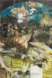 Hernan Bas, Faced with infinite he reloaded his rifle, 2009, acrylic on linen