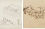 Diego Rivera, Two works: i) First Study for the mural project at the California School of Fine Arts (CSFA) ii) Second Study for the mural project at the California School of Fine Arts (CSFA), 1930-31, i) conte crayon, ink and graphite on paper ii) graphite and ink on paper