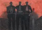 Rufino Tamayo, Tres amigos, 1987, oil and sand on canvas