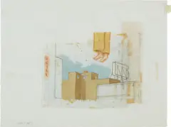 Untitled (Study for Linchados / Lynching) by Francis Alÿs, 2009, oil, pencil, staples and tape on paper, sold May 2017
