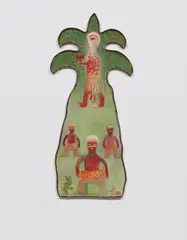 Manuel Mendive, Chango, 1999, acrylic and thread on canvas in metal frame