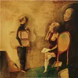Benjamín Cañas, The Critics, 1977, oil on panel