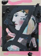 Laura Owens, Untitled, 2011, acrylic, oil and collage on paper