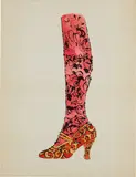 Andy Warhol, Shoe and Leg, 1955, offset lithograph and watercolor on paper