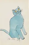 Andy Warhol, One Blue Pussy, 1954, offset lithograph and watercolor on paper