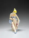 Jeff Koons, Seated Ballerina, 2015, oil on carved wooden sculpture