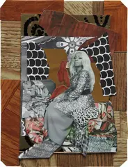 Mickalene Thomas, Din avec la main dans le miroir, 2008, mixed media collage