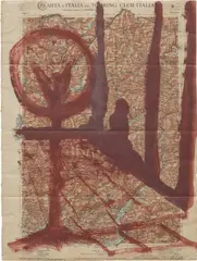 Arta D'Italia del Touring Club Italiano by Julian Schnabel, 1983, oil on paper map, sold Sep 2017