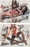 Two works: (i-ii) Urban Prarie Girls by Brad Kahlhamer, 2005, ink and watercolor on paper, offered Sep 2017
