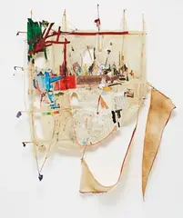 Untitled by Elliott Hundley, 2005, paper, collage, fabric, wire, wood and found materials, offered Sep 2017