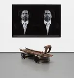 Rashid Johnson, The New Negro Escapist Social and Athletic Club (Emmett), 2008, Lambda print, in artist’s frame, found object, steel, cinder blocks and wax, in 4 parts