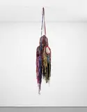 Eva Rothschild, N.G.O., 2002, leather, tape, fabric and pins, in 5 parts