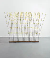 Joe Scanlan, Untitled, 2008, shredded yellow paper, wire, hot glue and wood