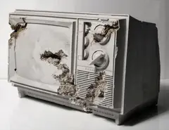 Glacial Rock Television by Daniel Arsham, 2014, glacial rock, crushed marble, shattered glass and hydrostone, sold Sep 2017