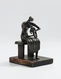 Henry Moore, Maquette for Mother and Child with Apple, 1956, bronze with reddish brown patina, on wood base