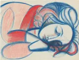 Pablo Picasso, Portrait de femme endormie. III, colored crayon on paper