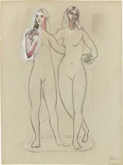 Pablo Picasso, Deux Nus, gouache and pencil on paper