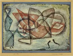 Erinnerung an Erlittenes by Paul Klee, 1931, oil and watercolor on muslin, laid down on card with gouache, sold Nov 2017