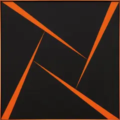 Untitled (Orange and Black) by Carmen Herrera, 1956, acrylic on canvas, in artist's frame, sold Nov 2017