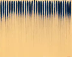 From line No. 800152 by Lee Ufan, 1980, oil and mineral pigment on canvas, sold Nov 2017