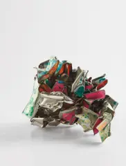 Scratched Echo by John Chamberlain, 1991, painted and stainless steel, sold Nov 2017