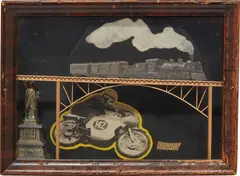 Splash by Richard Pettibone, 1963, wood, acrylic on paper collage, tape and assorted objects, in artist's wooden box frame, sold Nov 2017