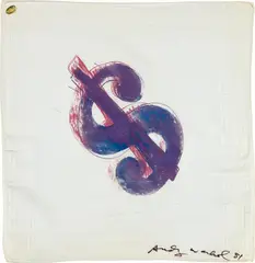 Andy Warhol, $, 1981, screenprint on handkerchief