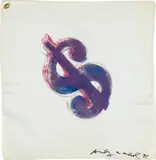 $ by Andy Warhol, 1981, screenprint on handkerchief, sold Nov 2017