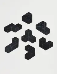 Flat Cube I by Damián Ortega, 2005, black rubber, in 7 parts, offered Nov 2017